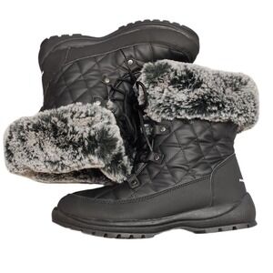 ArcticShield Winter Snow Boots Womens US 9M Black Quilted Waterproof Memory Foam